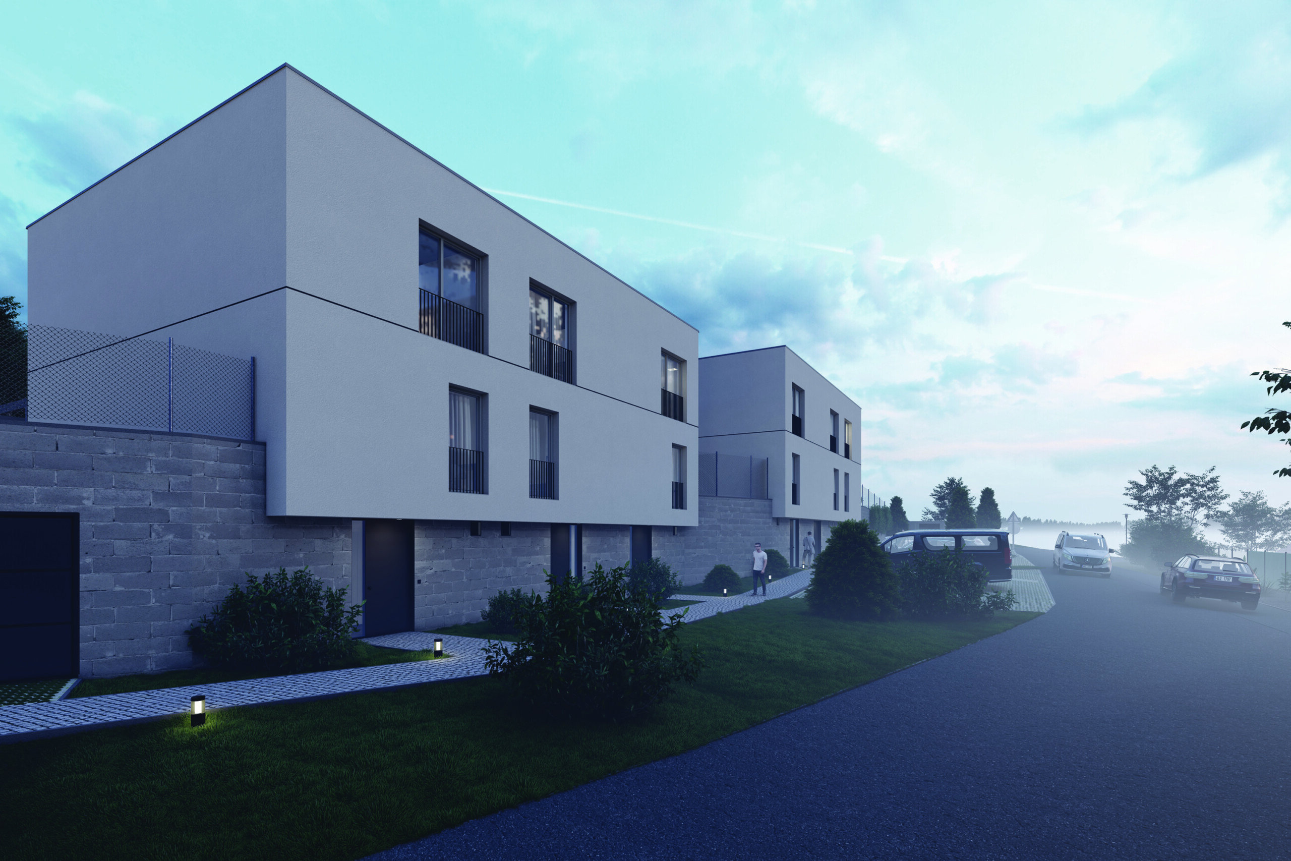 Karnet, architekti Dva trojdomy