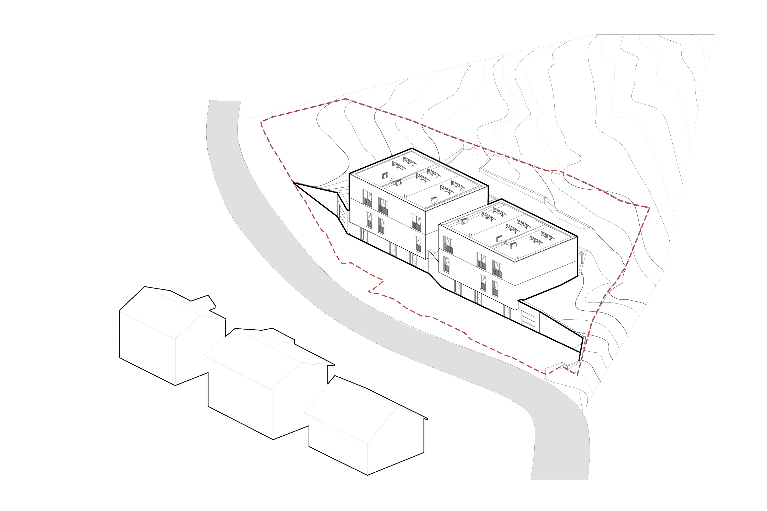 Karnet, architekti Dva trojdomy